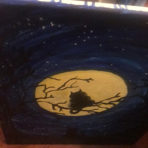 Original Painting-Full Moon w Cats - Picture 4 of 7